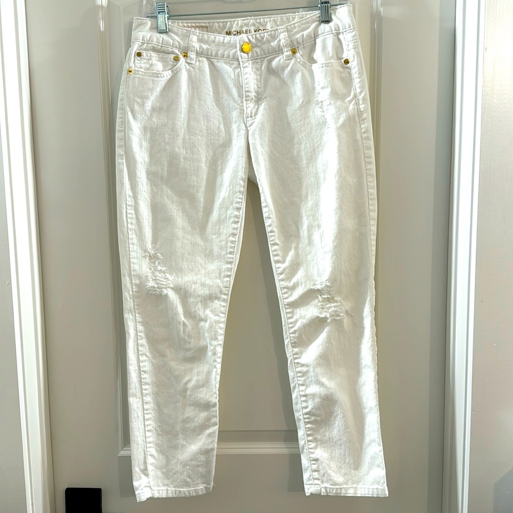 Michael KORS Distressed Cropped Skinny Jeans, Size 4